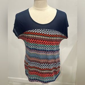 Sheer shoulder multicolor tshirt